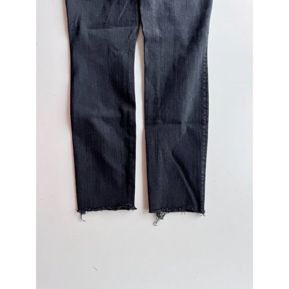 MOTHER The Looker Ankle Fray Blackbird Cropped Mid Rise Skinny Jeans, Size 27 - Picture 11 of 16